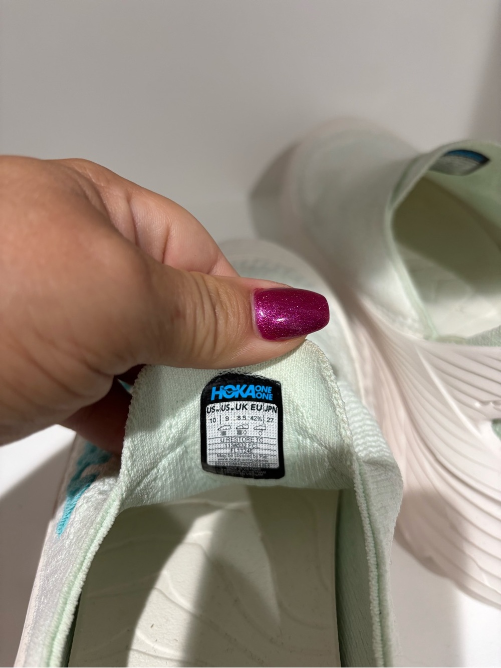 Hoka Slip-On Athletic Shoes in Mint and White with Teal Logo - Picture 6 of 6
